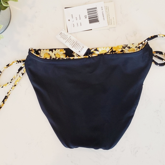 RVCA Reversible Swim Bikini Bottoms Daisy Black - Picture 6 of 11